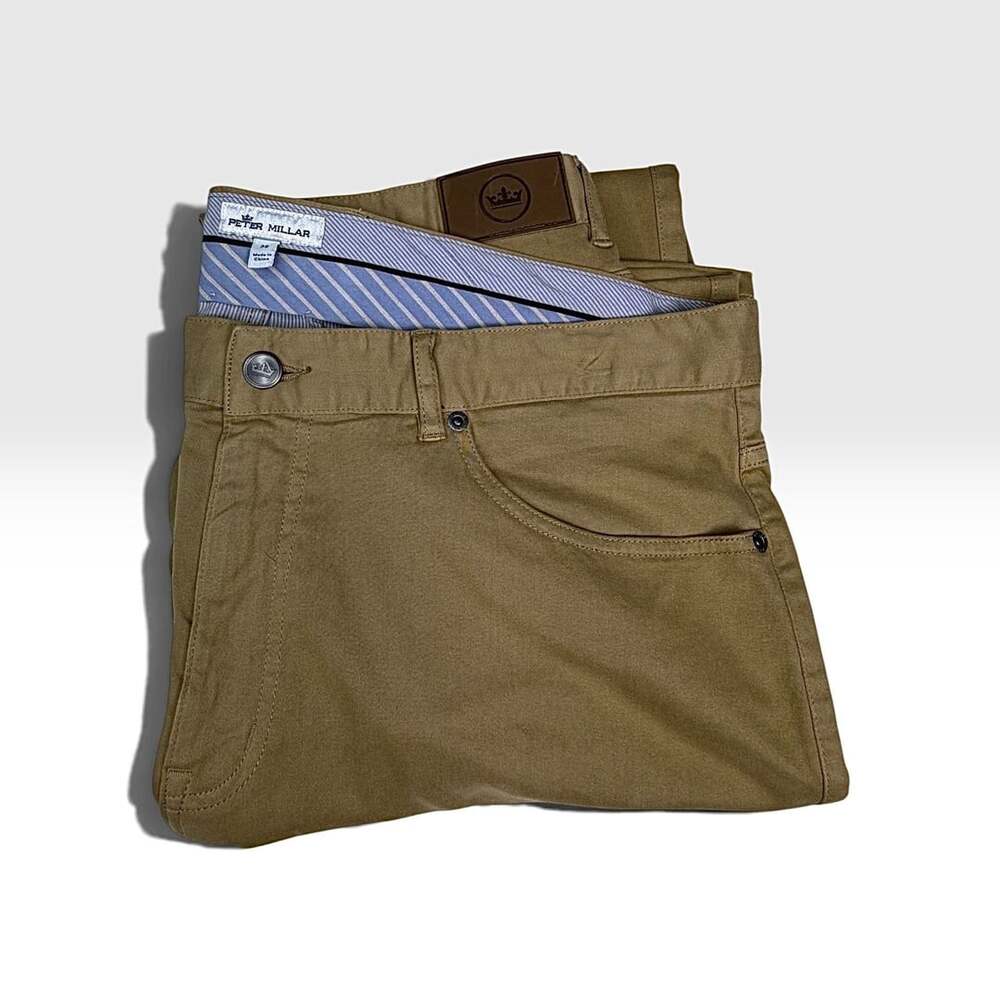 Peter Millar Men’s Size 38 Khaki 5 Pocket Pants Tan Straight Leg Golf Casual